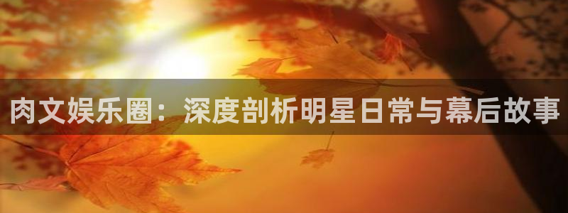 杏鑫娱乐：肉文娱乐圈：深度剖析明星日常与幕后故事